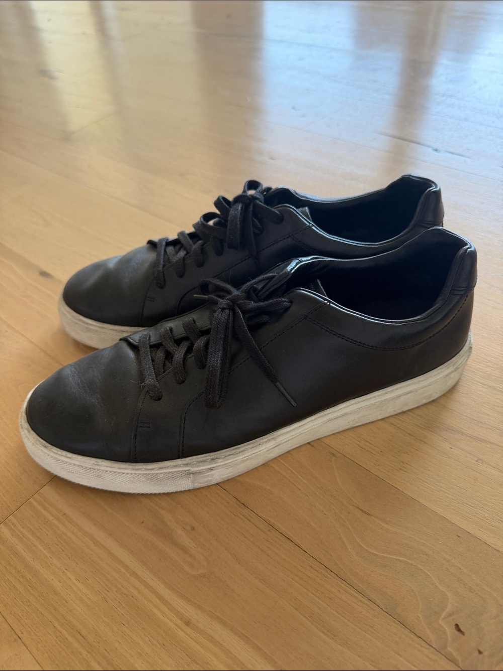Cole Haan Men's Black Leather Sneaker with White Sole